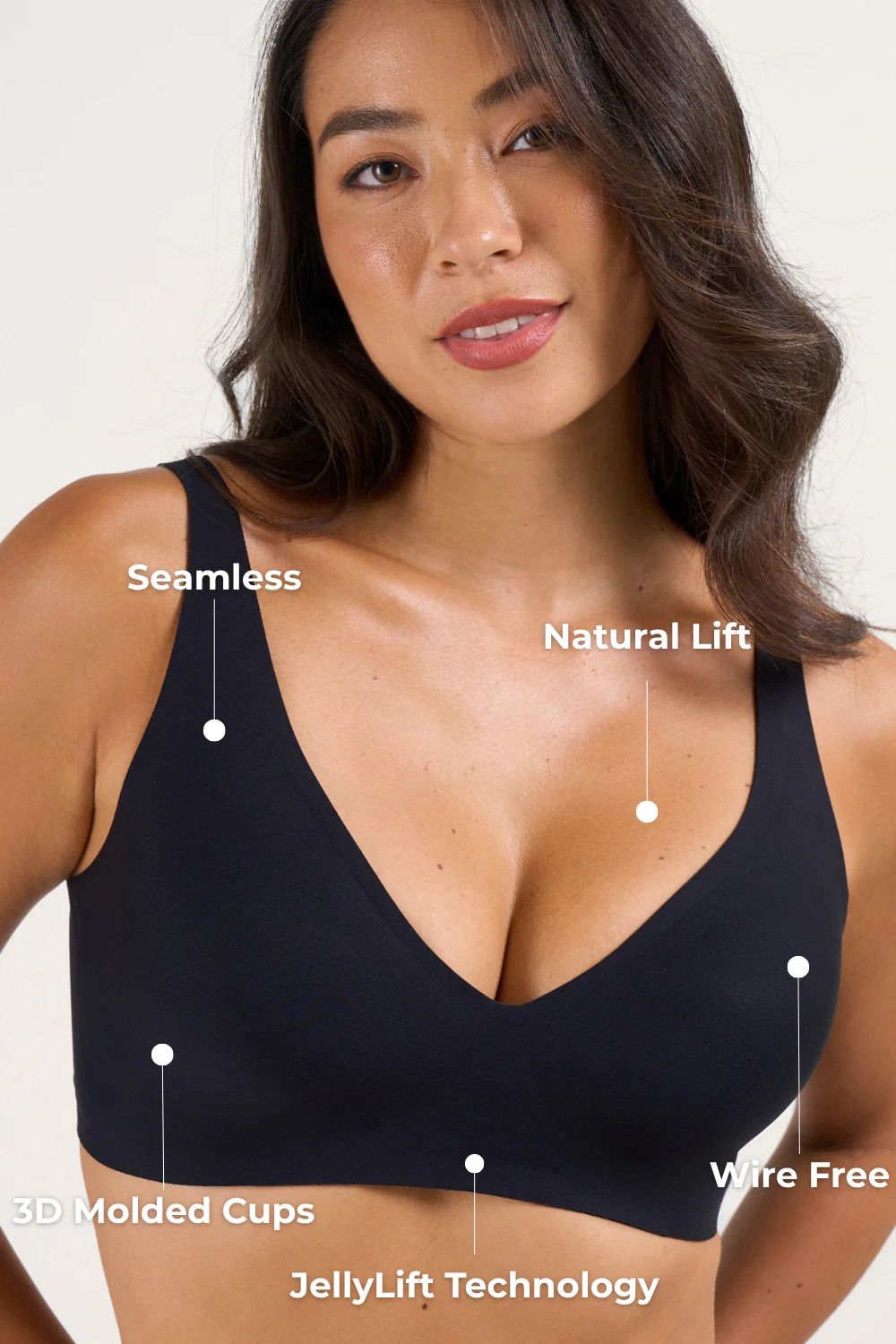 Seora Fashion™ Seamless Deep V Push-Up Wireless Jelly Bra